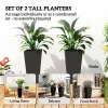 23 Inch Tall Planters for Outdoor Plants, Set of 2 Plastic Flower Pots, for Front Door Patio Garden Use, Black