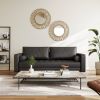 Terracotta Upholstered Faux Leather Sofa w/ Pillows Solid Hardwood Legs black