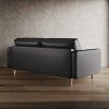 Terracotta Upholstered Faux Leather Sofa w/ Pillows Solid Hardwood Legs black