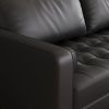 Terracotta Upholstered Faux Leather Sofa w/ Pillows Solid Hardwood Legs black