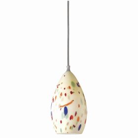 1 Light Glass Shade Pendant Lighting with Canopy, Set of 4,Cream and Chrome