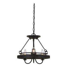 60 X 3 Watt Metal Frame Pendant with Hardwired Switch, Textured Gray