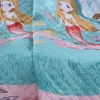Wini 50 x 60 Inch Quilted Throw Blanket with Fill, Mermaid, Blue, Pink