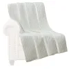 Xumi 50 x 60 Inch Quilted Throw Blanket, Channel Quilting, Antique White