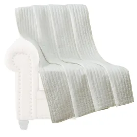 Xumi 50 x 60 Inch Quilted Throw Blanket, Channel Quilting, Antique White