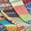 Lily 50 x 60 Inch Quilted Patchwork Throw Blanket, Multicolor Cotton Strips