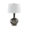 26 Inch Table Lamp, Tall Black Round Glass Base, White Drum Fabric Shade