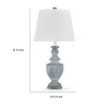 Rick 32 Inch Table Lamp, White Empire Fabric Shade, Turned Blue Terracotta