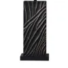 Len Table Lamp, White Rectangular Shade, Unique Lined Design Black Pedestal