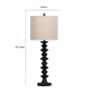 Ando Buffet Table Lamp, Black Turned Fishbone Base, Drum Shade