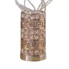 Table Lamp, Rose Bud Floral Vase, Cage Textured Gold Chrome 22 Inch