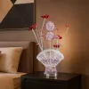 Accent Table Lamp, LED, Red Roses Fan Crystal Vase, Chrome 22 Inch