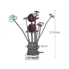 Accent Table Lamp, LED, Red Roses, Crystal Square Vase, Chrome 21 Inch