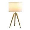 Kera Table Lamp, White Drum Shade, Brass Gold Tripod Base 39 Inch