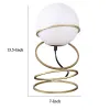 Table Lamp, White Glass Globe, 4 Spiral Ring Accented Base 14 Inch