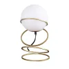 Table Lamp, White Glass Globe, 4 Spiral Ring Accented Base 14 Inch