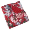 Milz 50x60 Quilted Throw Blanket, Cotton, Polyester, Red Floral Print
