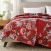 Milz 50x60 Quilted Throw Blanket, Cotton, Polyester, Red Floral Print