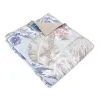 Heli 50x60 Quilted Throw Blanket, Blue Pink, Khaki Tropical Print