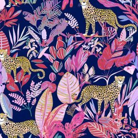Leopard Wallpaper Peel and Stick Jungle Animal Wallpaper Pink Leaf Tropical Contact Paper for Cabinet Waterproof Self Adhesive Pink Wall Paper fo