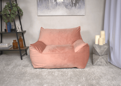 Allea Velveteen Bean Bag Chair with Armrests, Pink
