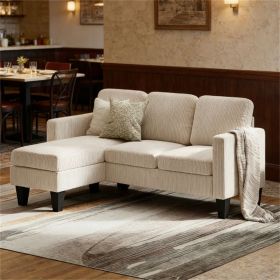 Living room sofa, L-shaped sofa, (Color: White)