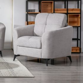 Callie 39"  Woven Fabric Chair (Color: Light grey)