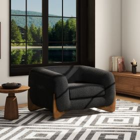 Alpine 44" Sherpa Arm Chair, Ebony  Boucle (Color: Black)
