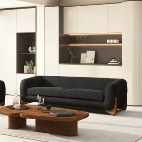 Alpine 90.5" Sherpa Sofa, Ebony  Boucle (Color: Black)