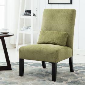 Pisano Contemporary Chenille Fabric Armless Accent Chair with Pillow, (Color: Green)
